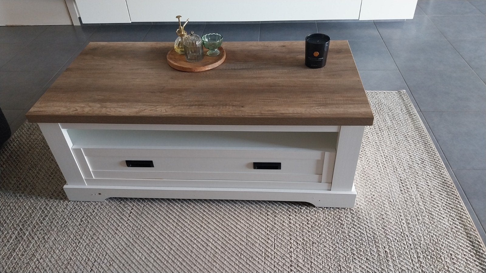 landelijke salontafel, Huis en Inrichting, Ophalen, Gebruikt, 100 tot 150 cm, Teakhout