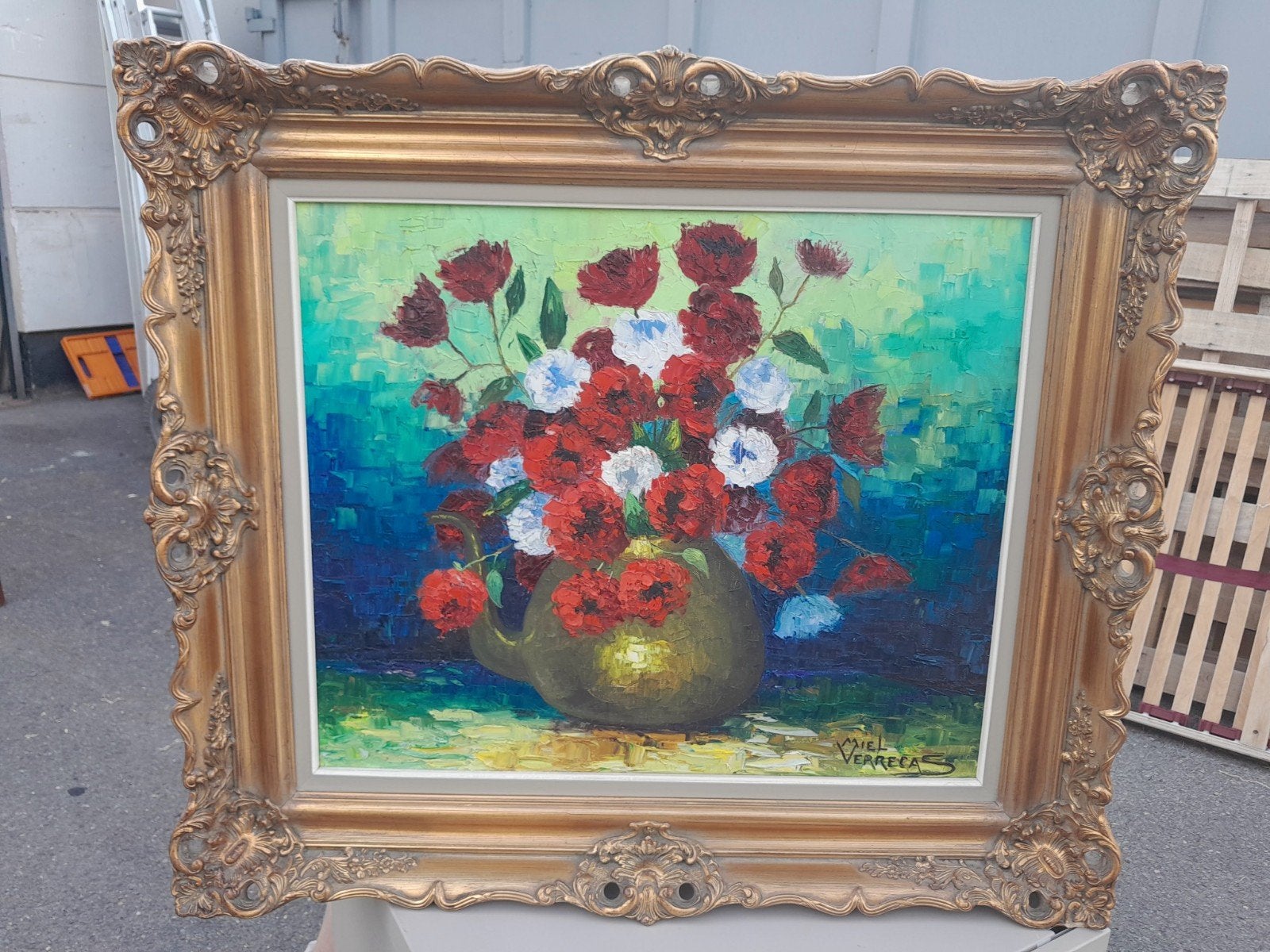 schilderij van miel verrecas, Antiquités & Art, Art | Peinture | Classique, Peint à la main, Expressionniste, Enlèvement, Toile