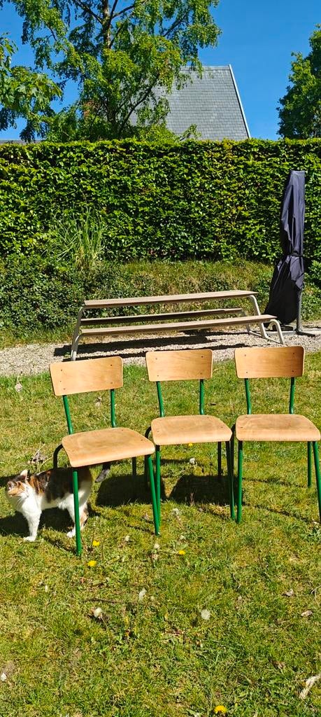 3 retro schoolstoelen, Huis en Inrichting, Stoelen, Ophalen