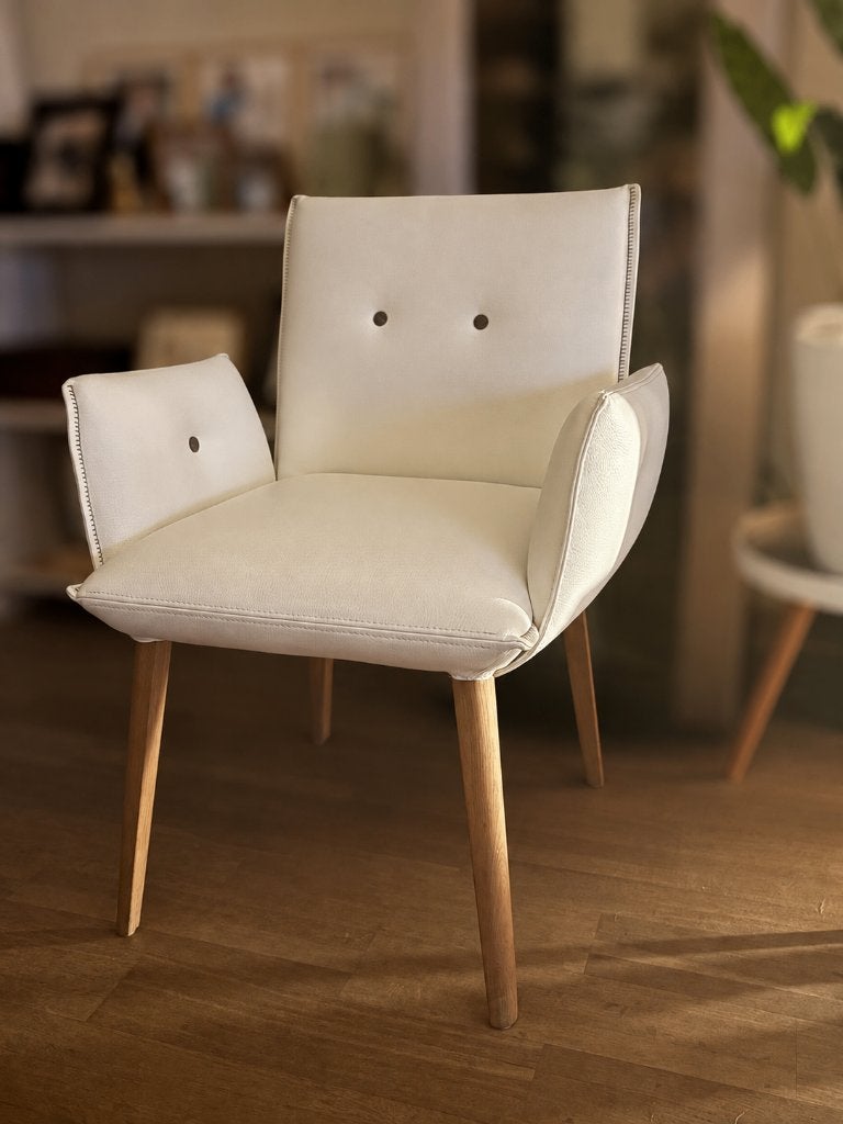 6 eetkamerstoelen wit leder Mobitec Soda, Huis en Inrichting, Stoelen, Ophalen, Zo goed als nieuw, Wit