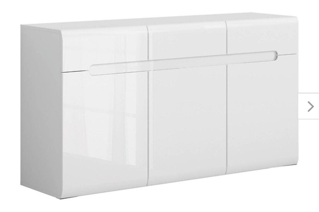 Dressoir 150cm + vitrinekast met LED - hoogglans wit, Enlèvement, Comme neuf