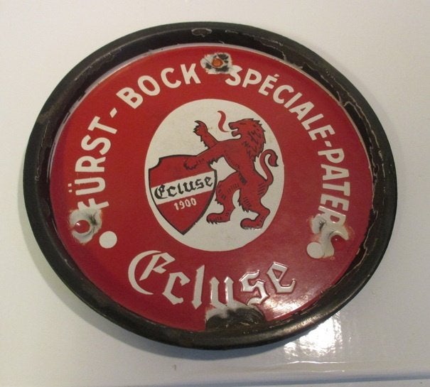 plateau à bière en émail rare Furst Bock Ecluse, Collections, Enlèvement ou Envoi, Leeuw