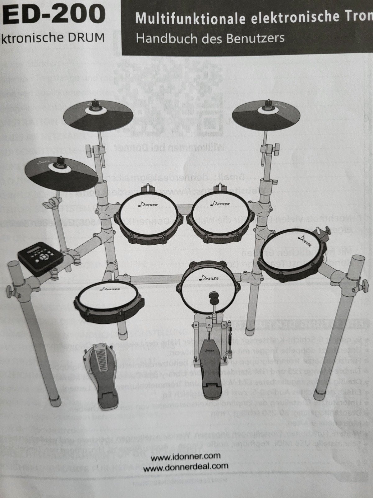 DONNER - DED-200 ELECTRONIC DRUM, Muziek en Instrumenten, Drumstellen en Slagwerk, Ophalen, Zo goed als nieuw, Elektronisch