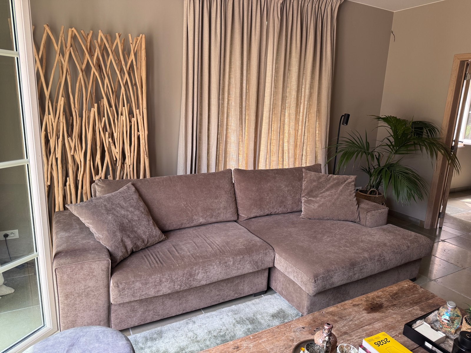 Zetel in velvet met lounge chair - Passe Partout, Huis en Inrichting, Ophalen, Gebruikt, Stof