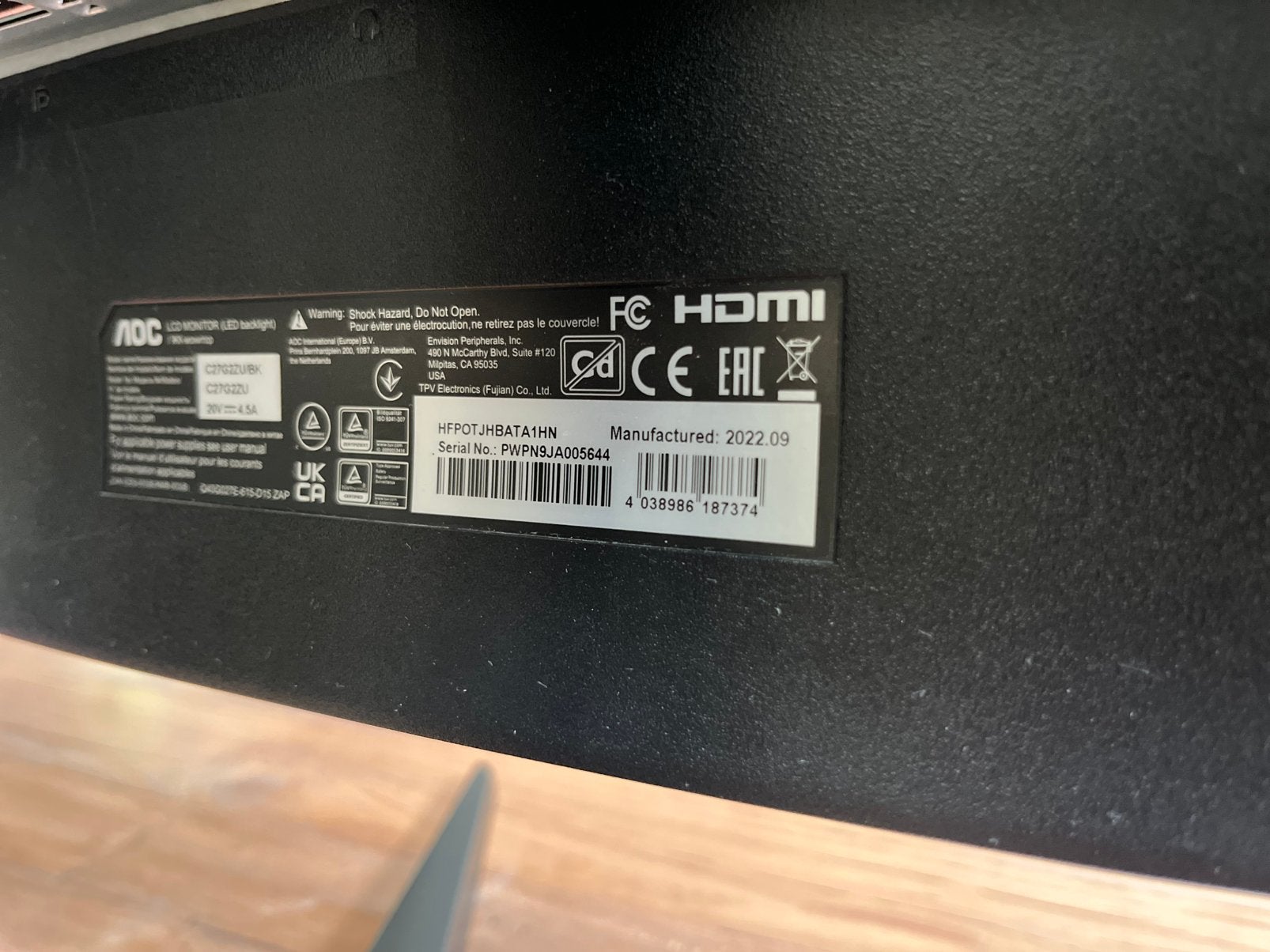 Ecran AOC gaming, Enlèvement ou Envoi, Comme neuf