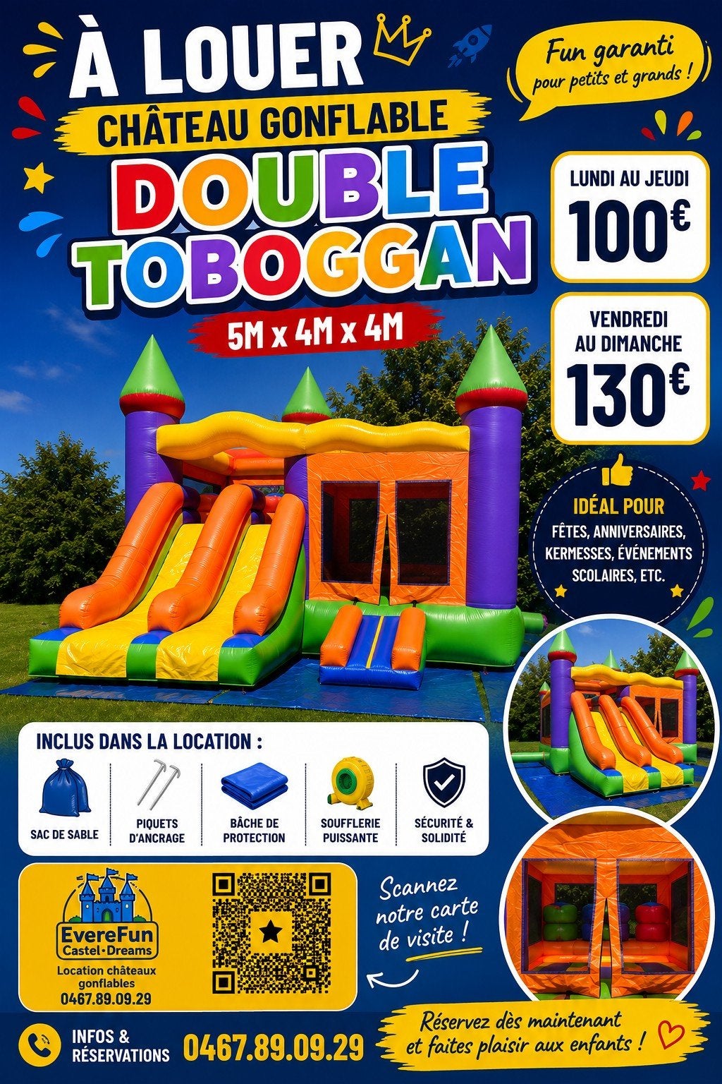 LOCATION CHÂTEAU GONFLABLE double toboggan, Collections, Machines | Machines à sous, Enlèvement ou Envoi