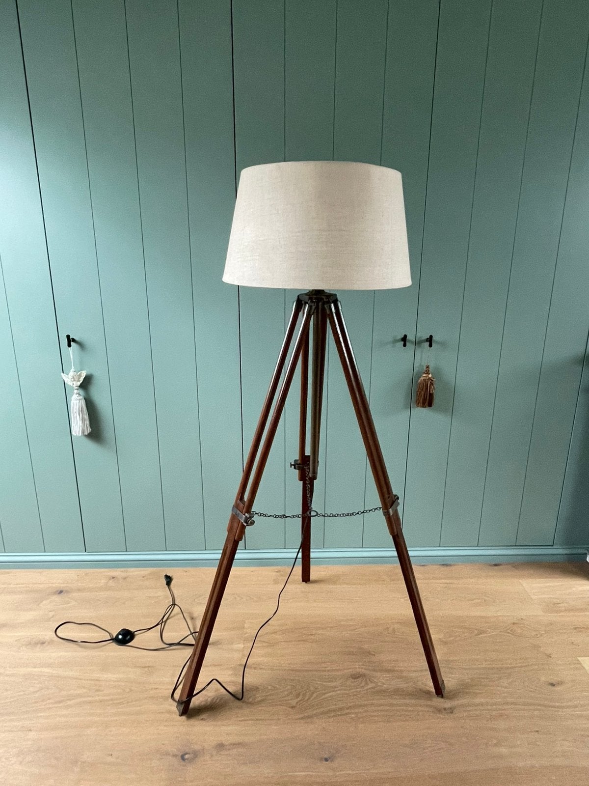 Lampadaire, Maison & Meubles, Lampes | Lampadaires, Industrielle, Comme neuf, Bois, 150 à 200 cm