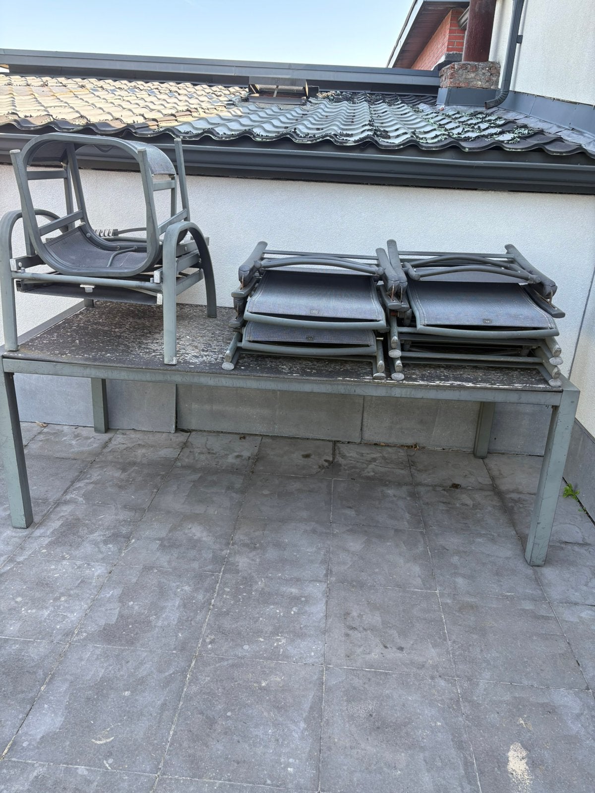 Tafel en stoelen, Tuin en Terras, Ophalen, Gebruikt, Aluminium