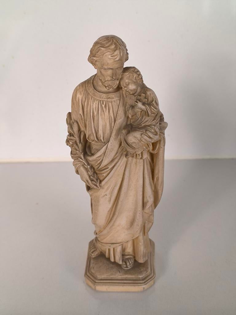 Gipsen beeldje St. Jozef en kindje Jezus, D.S.R., Antiek en Kunst, Ophalen of Verzenden