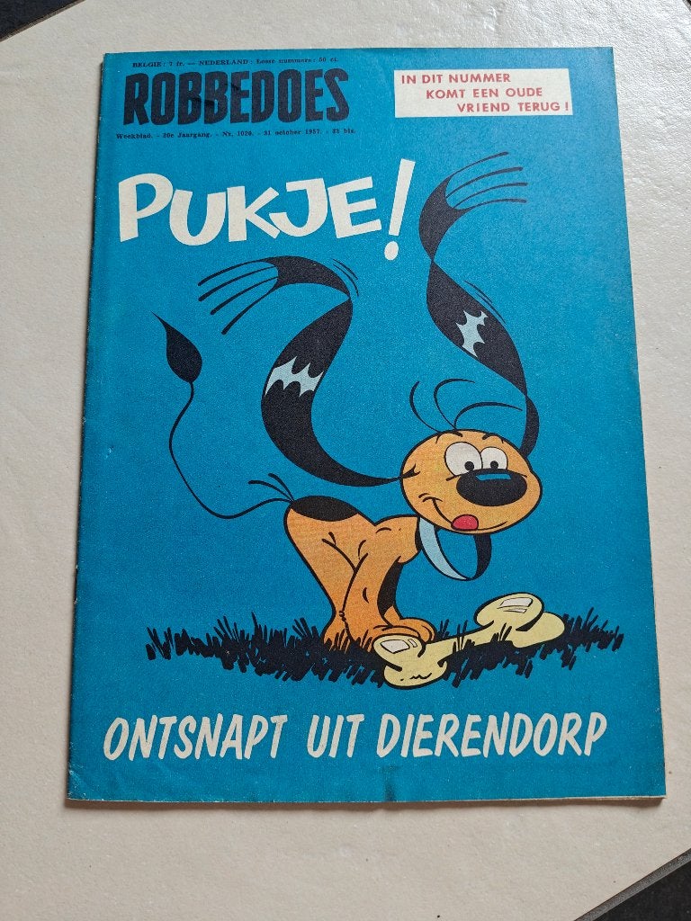 Robbedoes weekblad 1020 - 31 oktober 1957, Eén stripboek, Ophalen of Verzenden, Gelezen