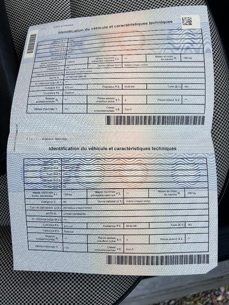 Fiat 500, Achat, 5 places, Automatique, Particulier