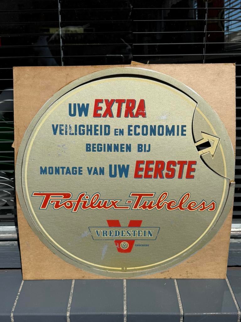Vredestein banden reclame bord, Verzamelen, Ophalen of Verzenden, Gebruikt, Reclamebord