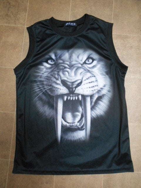 Nieuw sport-shirt met tijger-print / Maat L, Ophalen of Verzenden, Nieuw, Maat 52/54 (L), Zwart