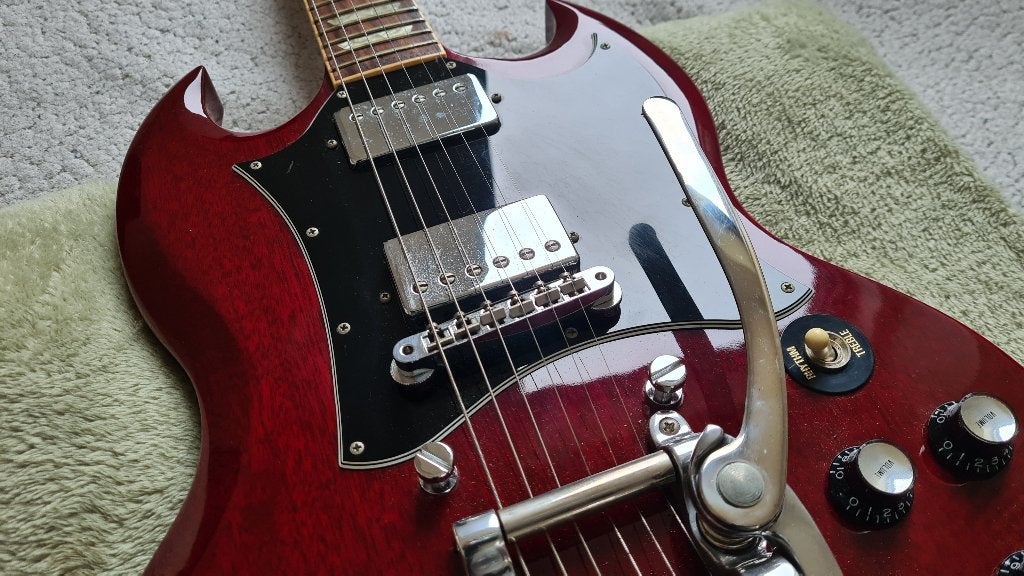 Gibson SG heritage cherry Bigsby 1996, Ophalen, Zo goed als nieuw, Solid body, Gibson