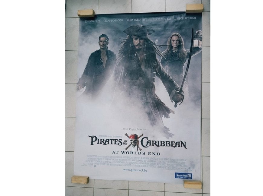 Filmposter: Pirates of the Caribbean, Rechthoekig Staand, Deurposter of groter, Ophalen of Verzenden, Zo goed als nieuw