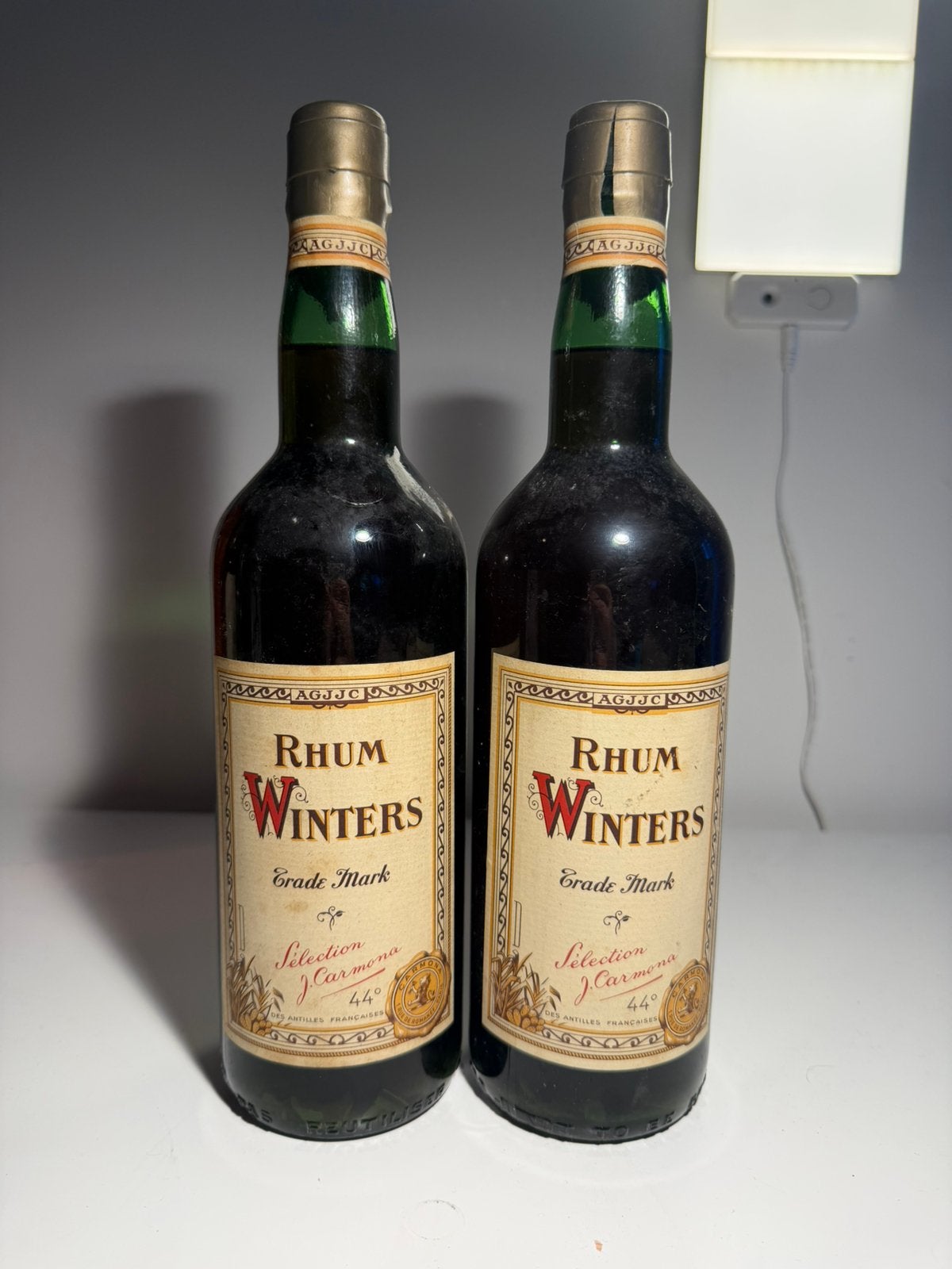 2 vintage bottles Rhum fles, Sélection J. Carmona, 1 L, 44%, Verzamelen, Ophalen, Zo goed als nieuw, Vol