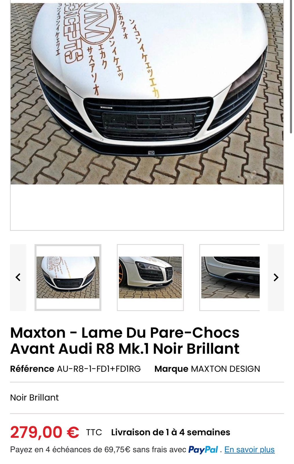 Lame avant et latterale Maxton Audi r8 Phase 1 Neuve, Neuf, Pare-chocs, Audi, Enlèvement