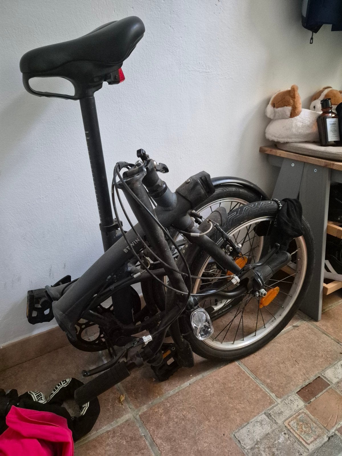 Zwarte plooifiets B-Twin, Vélos & Vélomoteurs, Autres marques, Vitesses, Frein sur jante, 18 à 20 pouces
