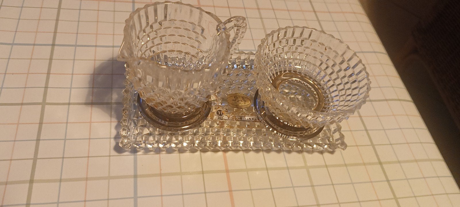 1940 Kristal potjes voor suiker en melk, Ophalen of Verzenden
