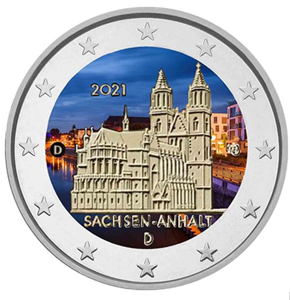 2 euro Duitsland 2021 Magdenburger Dom gekleurd, Ophalen of Verzenden, Duitsland, 2 euro