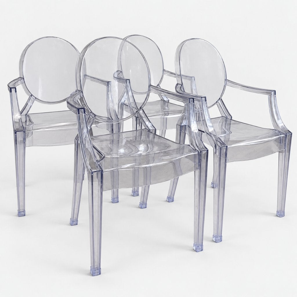 4 originele Kartell Louis Ghost stoelen Philippe Starck, Kunststof, Overige kleuren, Ophalen of Verzenden, Zo goed als nieuw