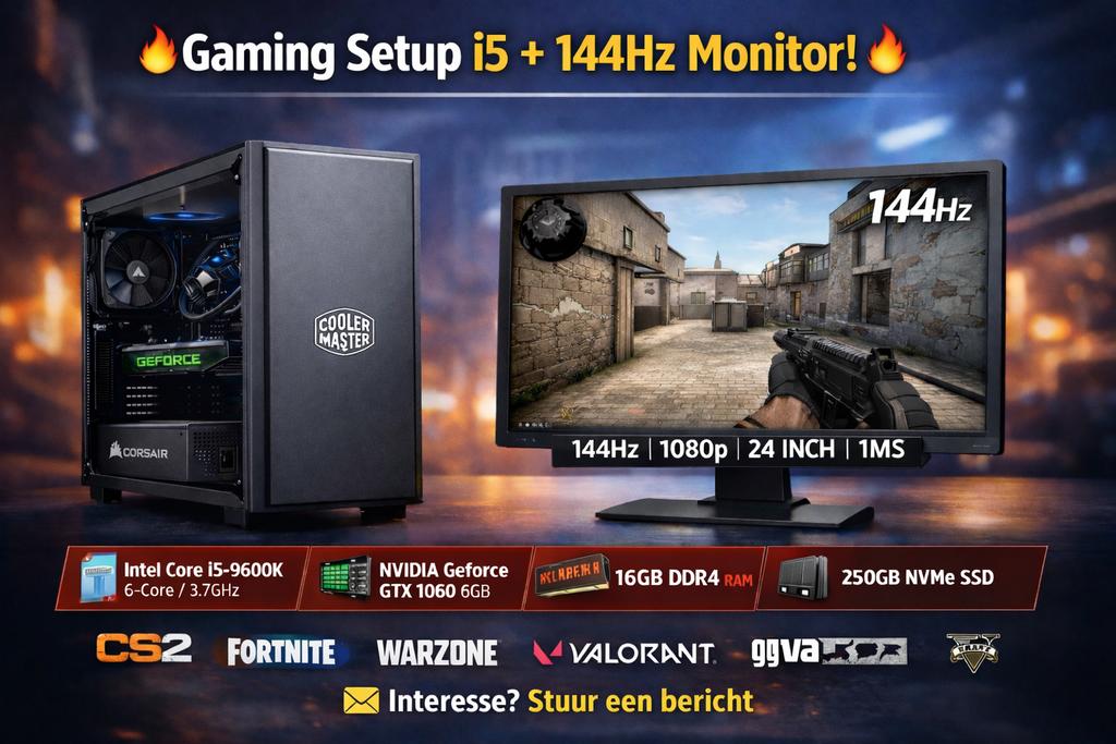 Gaming PC + 144hz Scherm, Computers en Software, Desktop Pc's, Zo goed als nieuw, Gaming, SSD, Ophalen