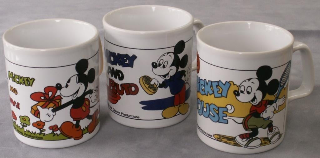 3 vintage bekers mokken Mickey, Minnie, Pluto, Enlèvement ou Envoi, Mickey Mouse, Neuf