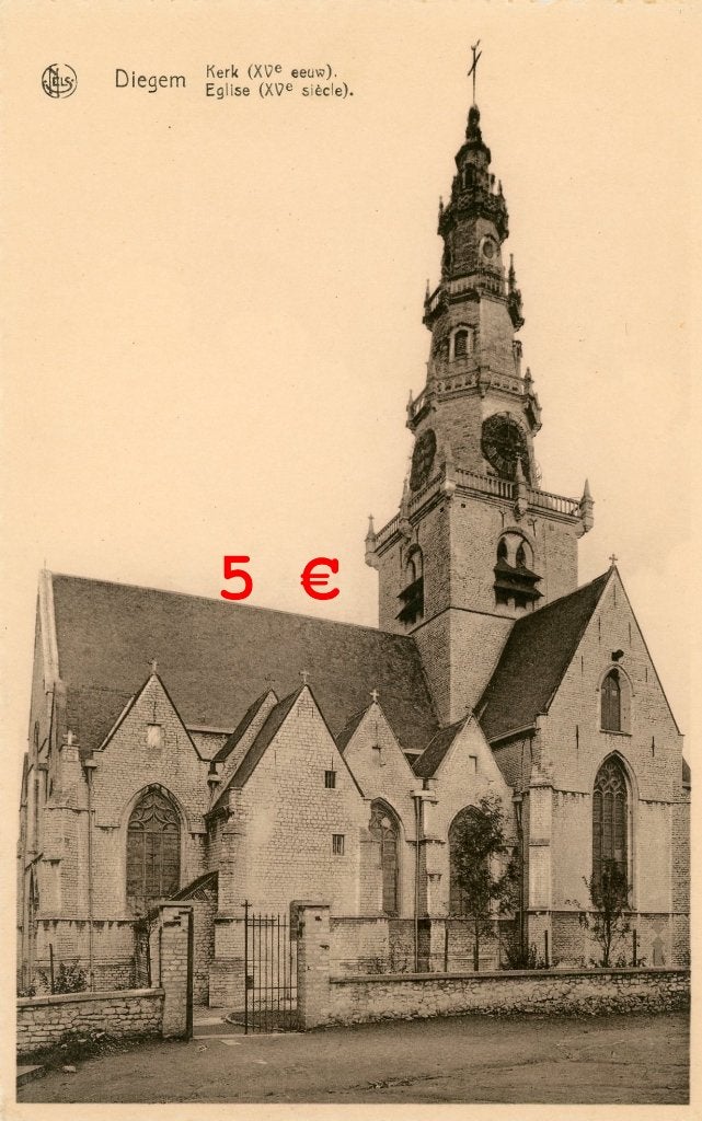 carte postale - Église de Diegem, Envoi