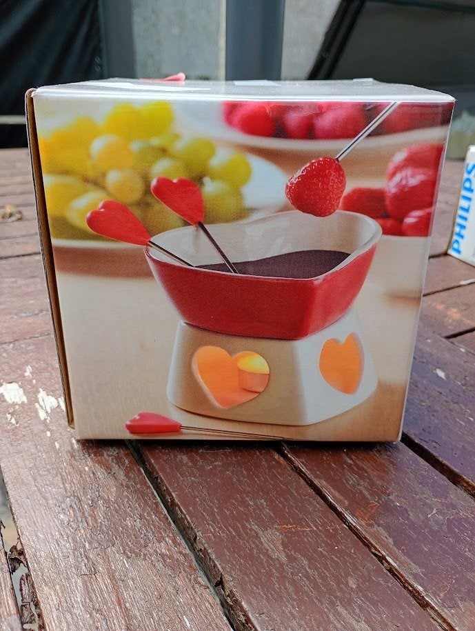 Set à fondue au chocolat avec cœurs, Electroménager, Fondue, Enlèvement ou Envoi, Neuf, Bougie chauffe-plat, Service à fondue