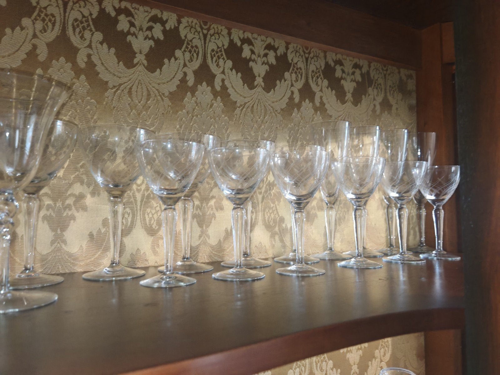 Grand service de verres vintage en cristal/verre taillé – Pi, Enlèvement