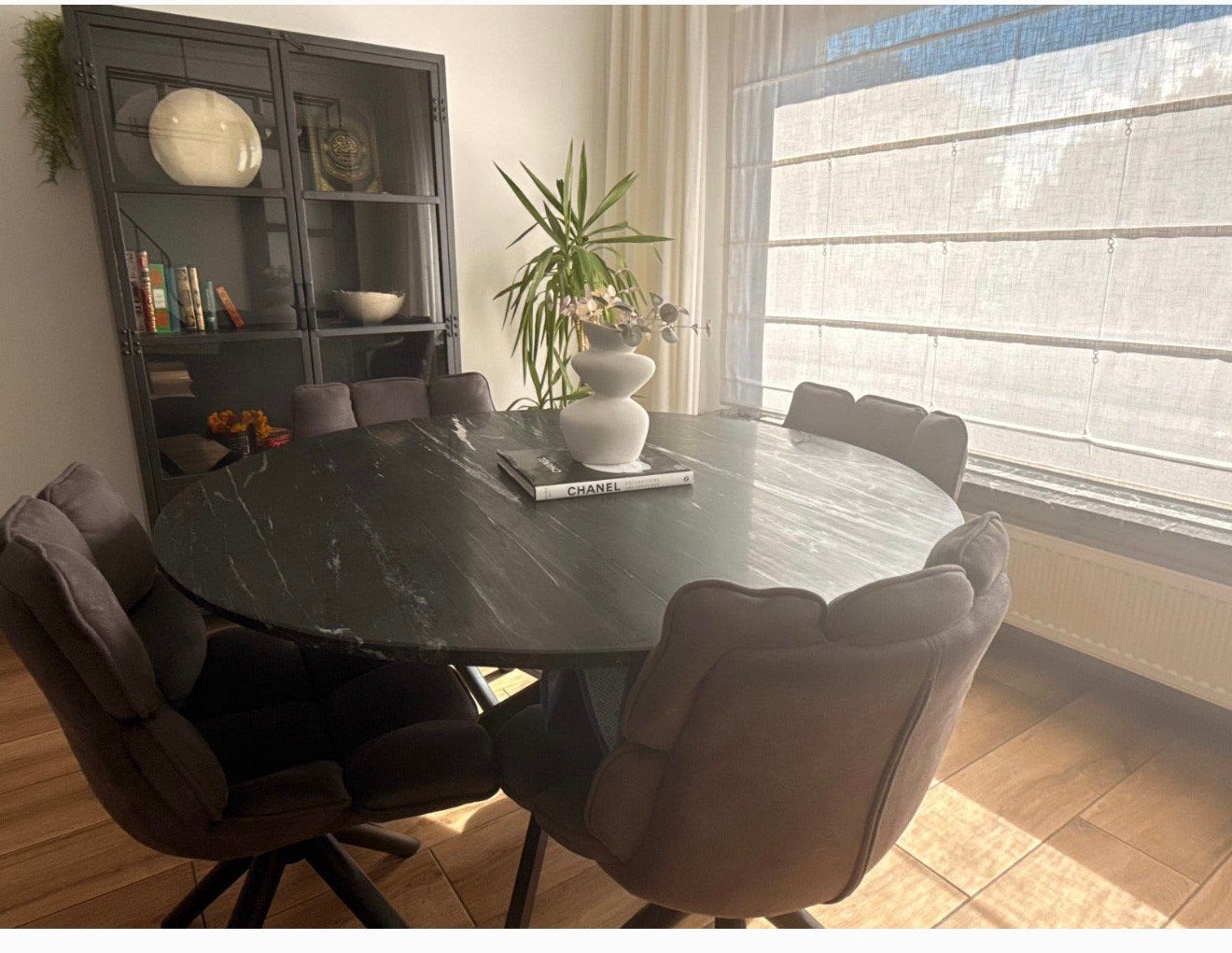 Marmer eettafel doorsnee 130cm, Ophalen, Overige materialen, Rond, Nieuw