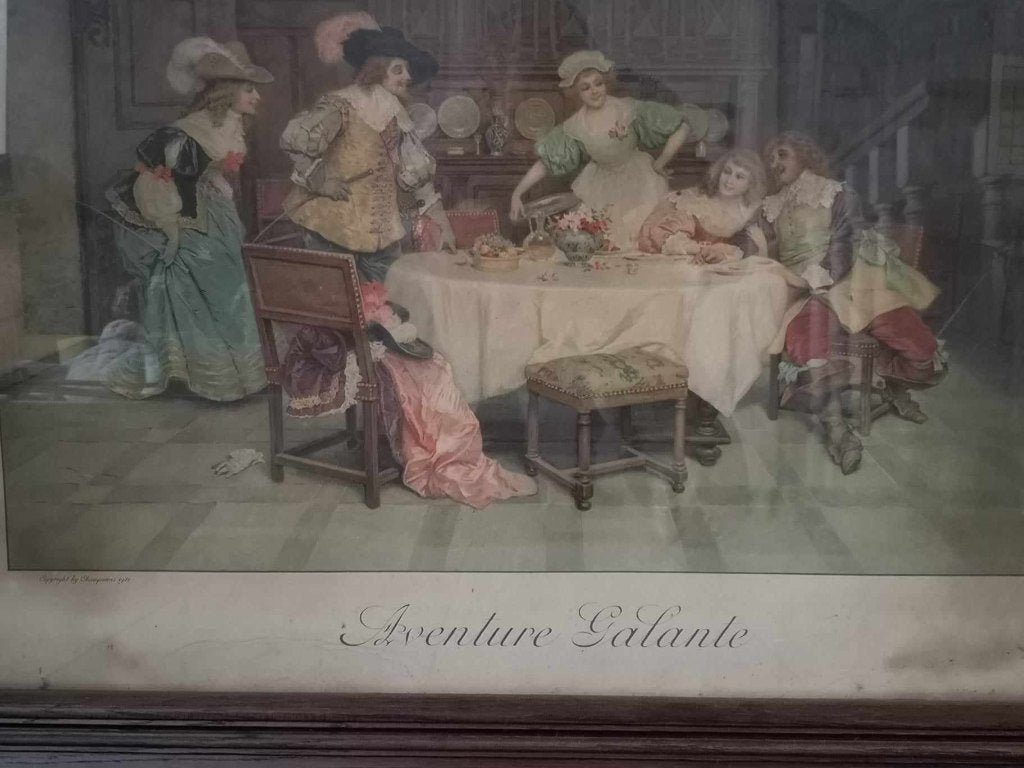 Zeer mooie oude Litho “Aventure Galante”1911., Antiek en Kunst, Ophalen of Verzenden