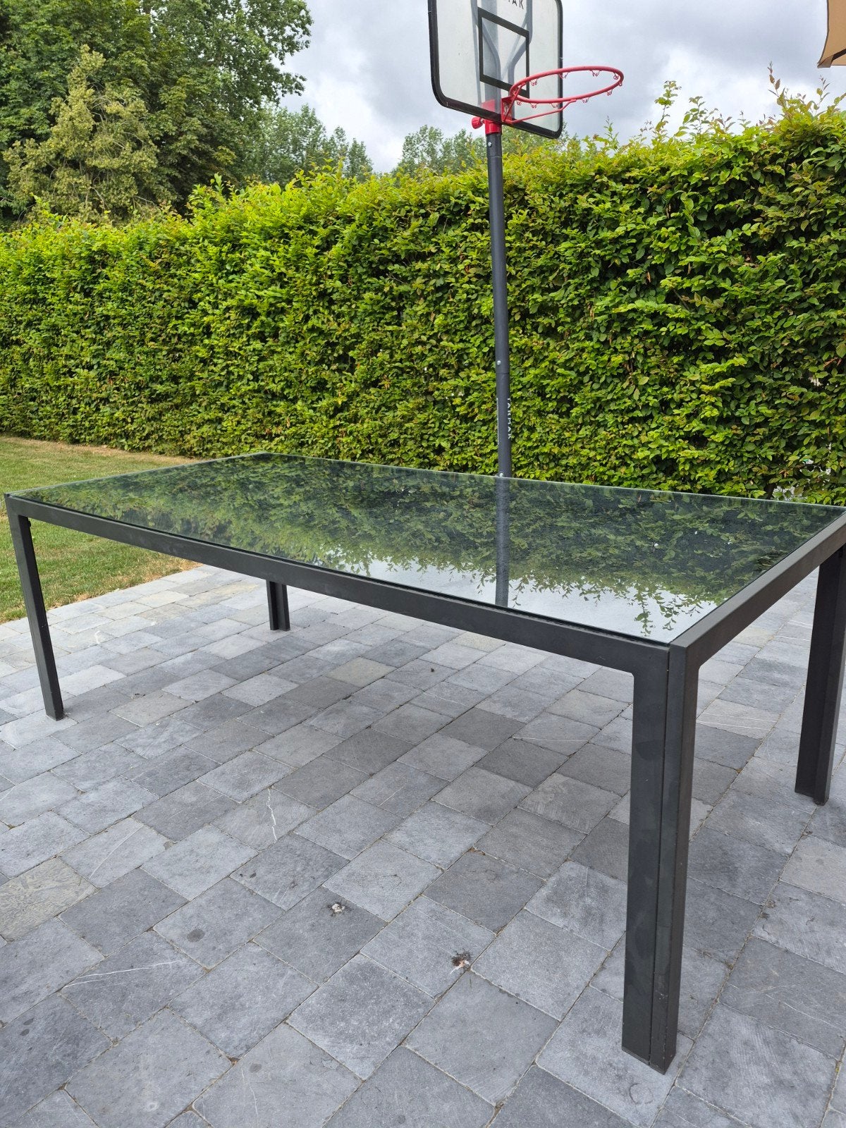tuintafel antraciet voor 6 personen, Tuin en Terras, Tuintafels, Ophalen, Gebruikt, Rechthoekig, Aluminium