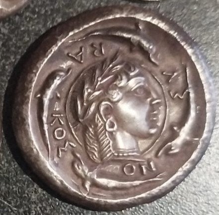 Zilveren decadrachme van Syracuse, Sicilië, Verzenden, Overige landen, Losse munt, Zilver