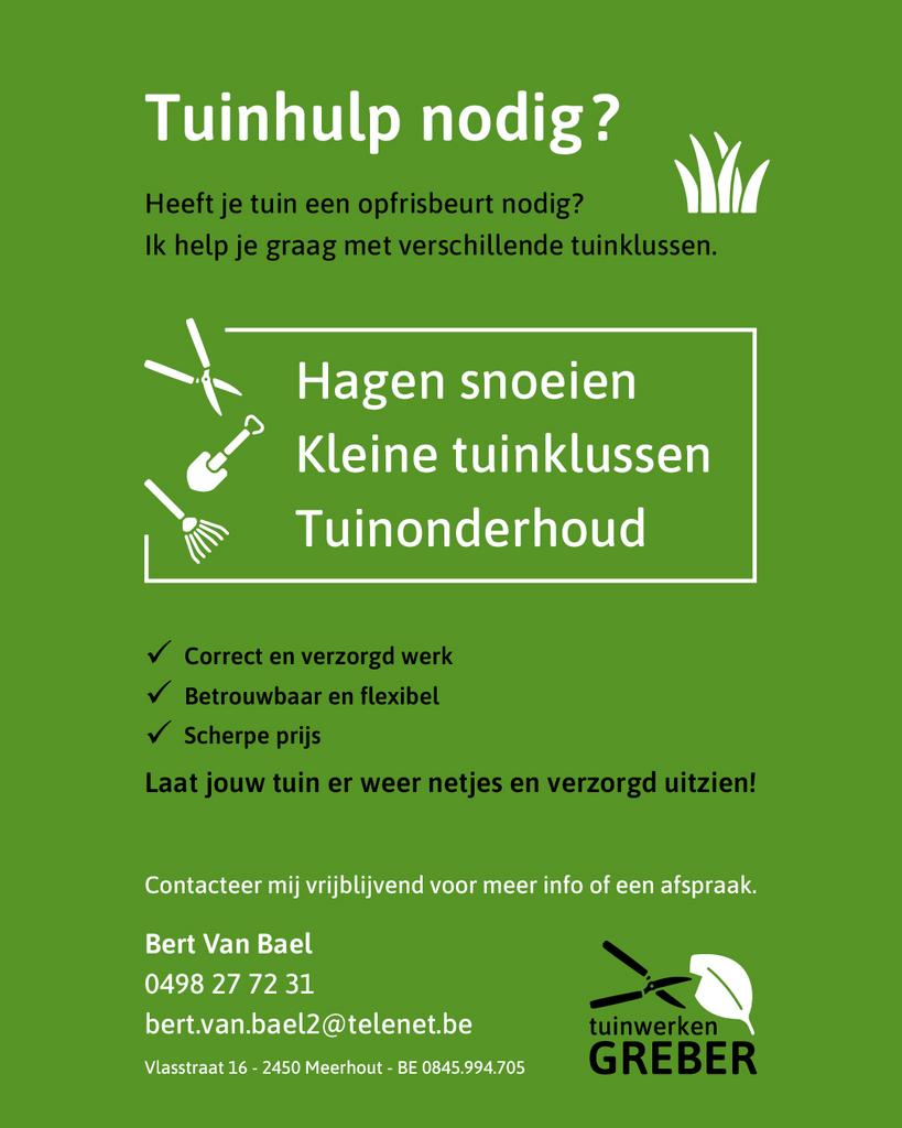 Nieuw in Meerhout tuinman, Ophalen