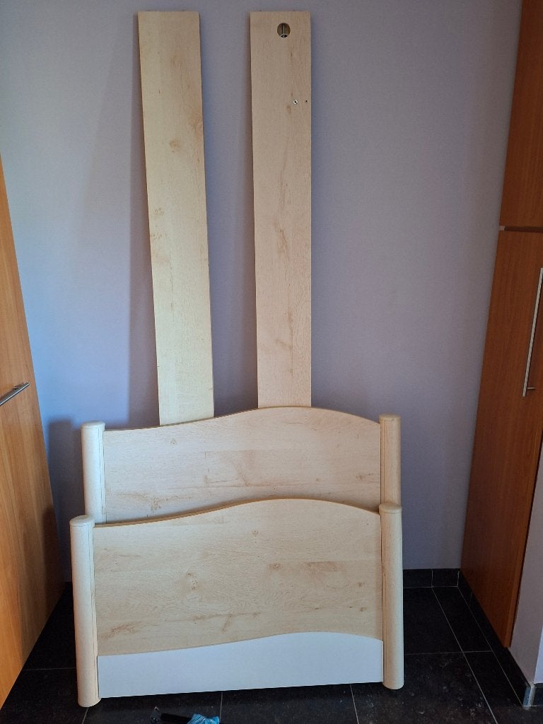 cadre de lit et sommier à lattes en bon état, 90 cm, Beige, Enlèvement, 200 cm