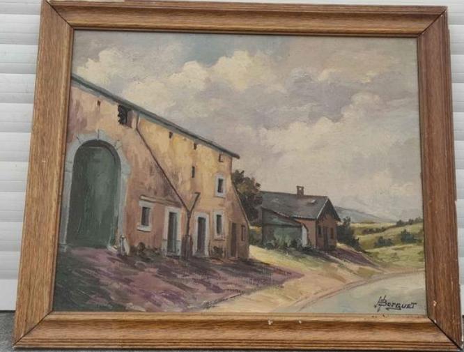 huile sur toile esneux signe hubert borguet, Antiquités & Art, Enlèvement ou Envoi