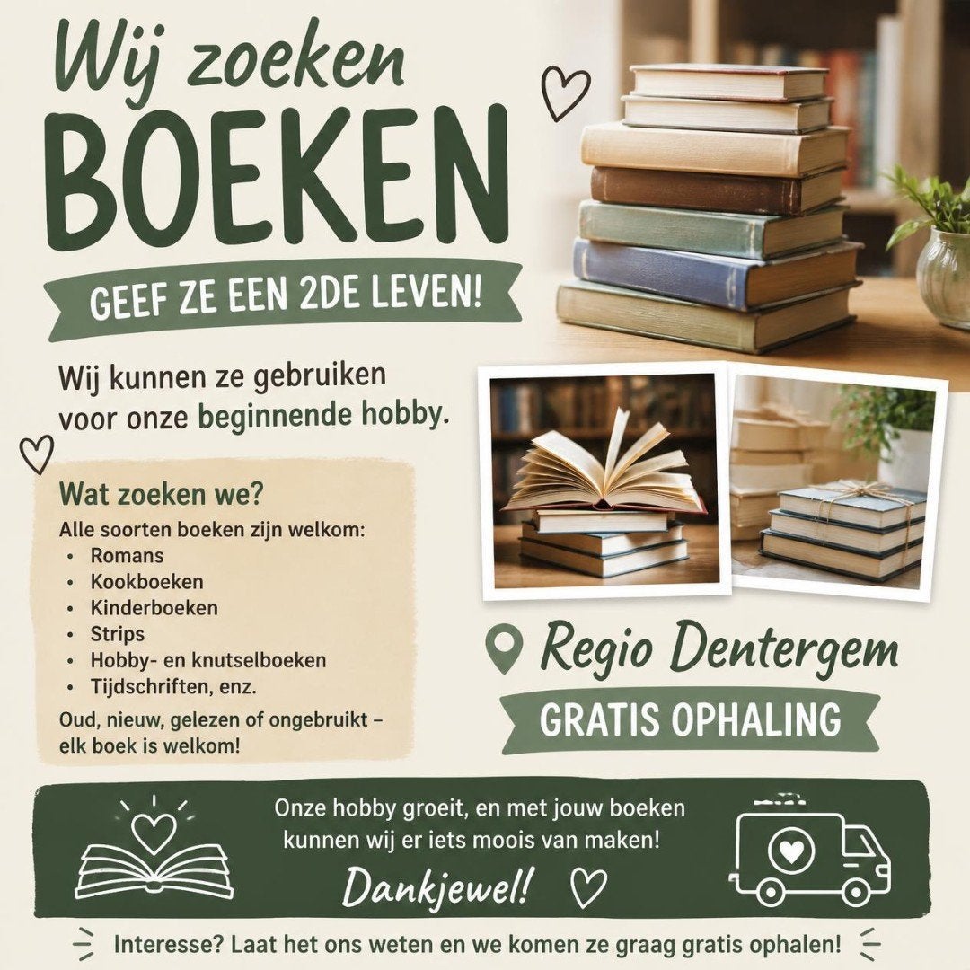 wij zoeken gratise boeken geef ze een 2de leven!