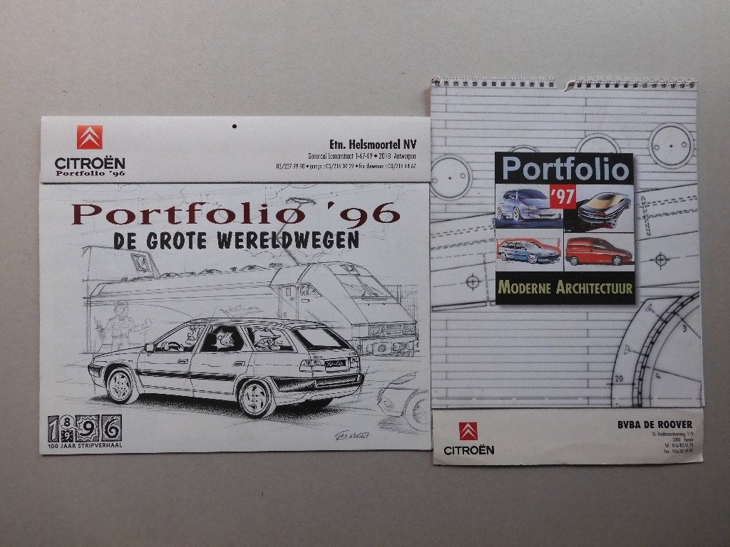 2x Citroën kalender 1996-1997 - striptekenaars, Verzamelen, Stripfiguren, Zo goed als nieuw, Plaatje, Poster of Sticker, Overige figuren