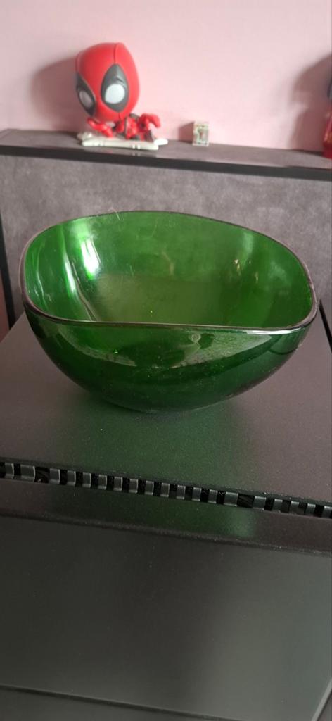 Vintage groene saladeschaal, Ophalen of Verzenden
