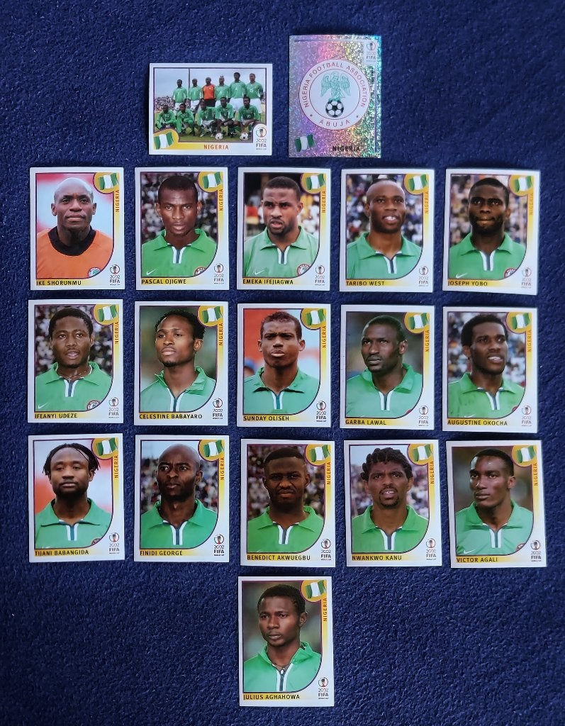 Panini stickers voetbal ' WK Korea 2002 - Nigeria ' -compl-, Hobby & Loisirs créatifs, Enlèvement ou Envoi, Neuf, Plusieurs autocollants