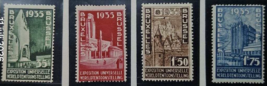 1934 - 386/389* - Wereldtentoonstelling te Brussel 1935, 1 plakker, Ophalen of Verzenden, Zonder stempel, Postfris