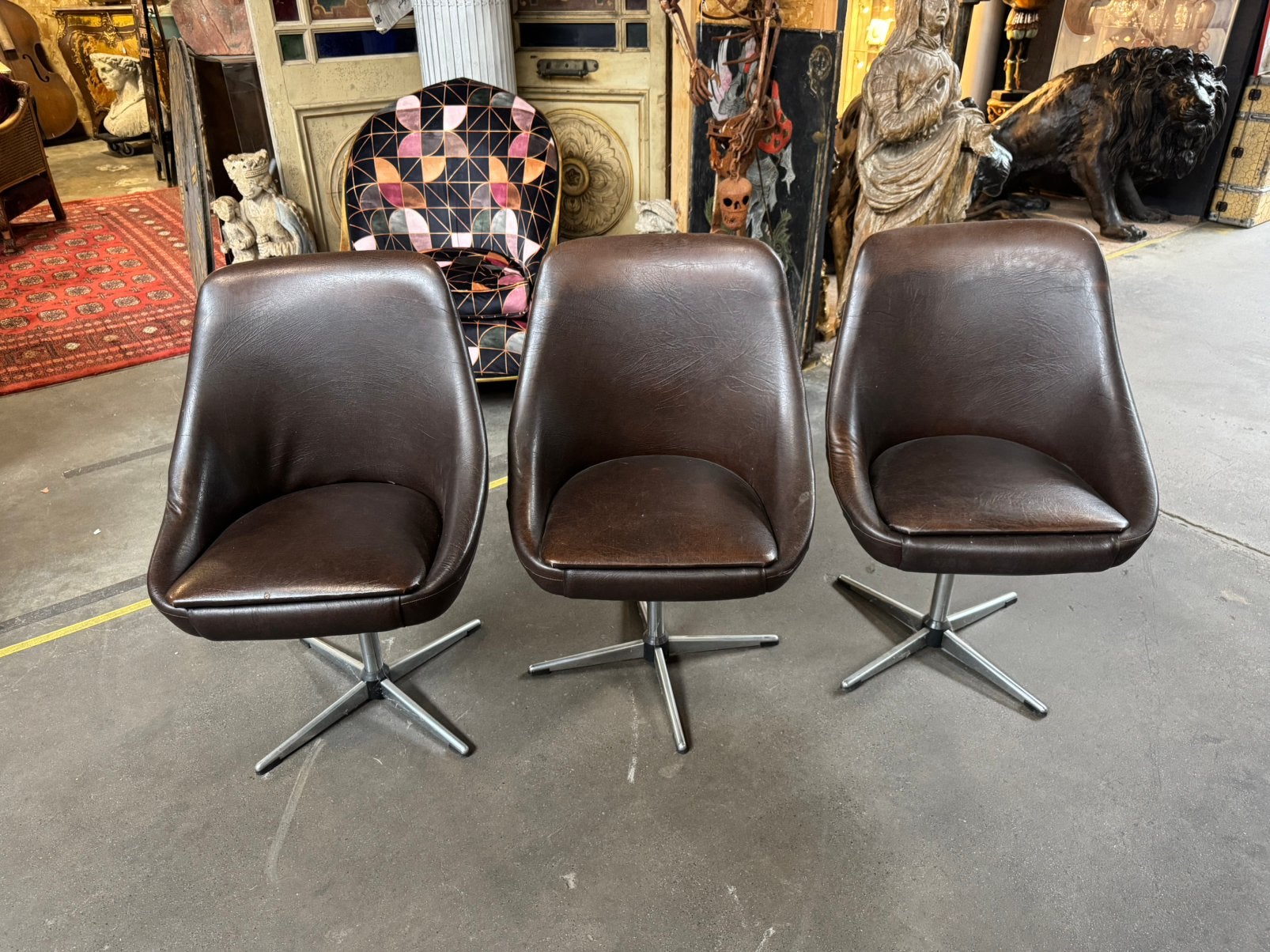 Ensemble de 3 fauteuils a coque Vintage et Tournants, Vintage, Vintage, Comme neuf, Enlèvement