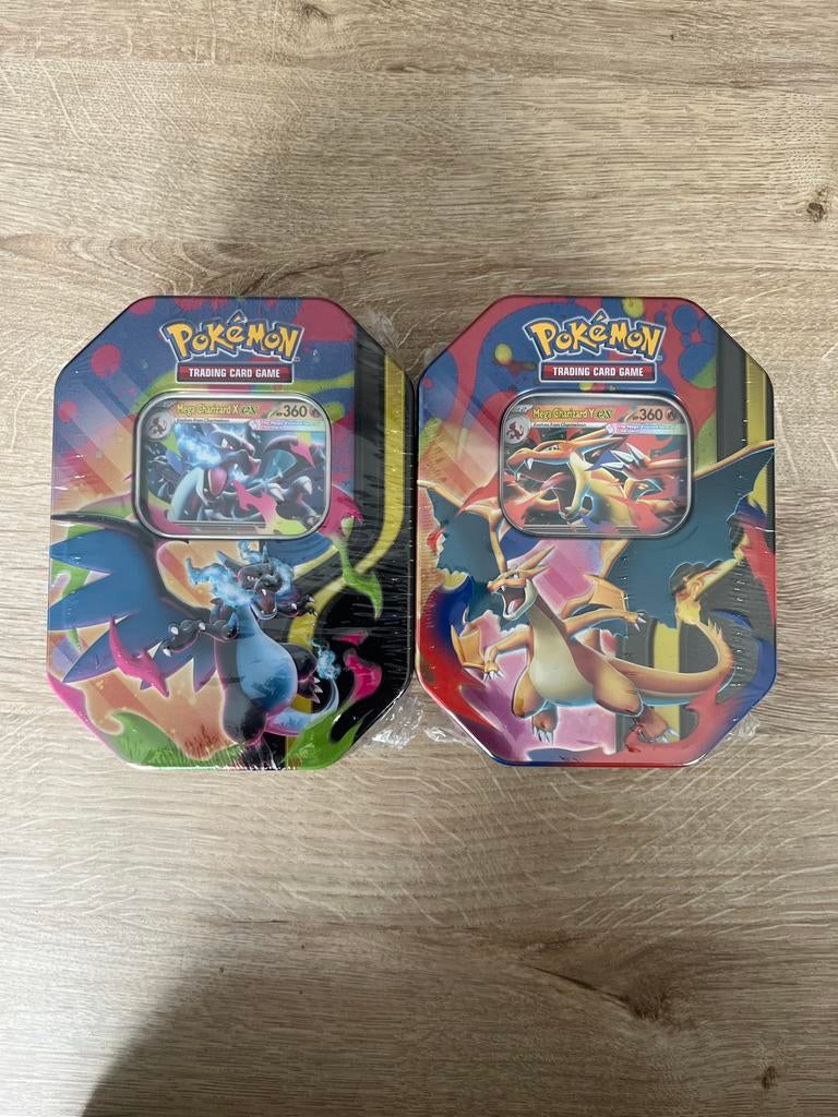 Set mega charizard X en Y tins, Ophalen of Verzenden