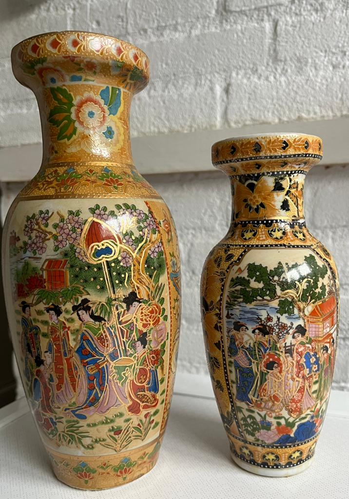 Japanse Satsuma stijl vazen set 25 en 20cm, Enlèvement ou Envoi