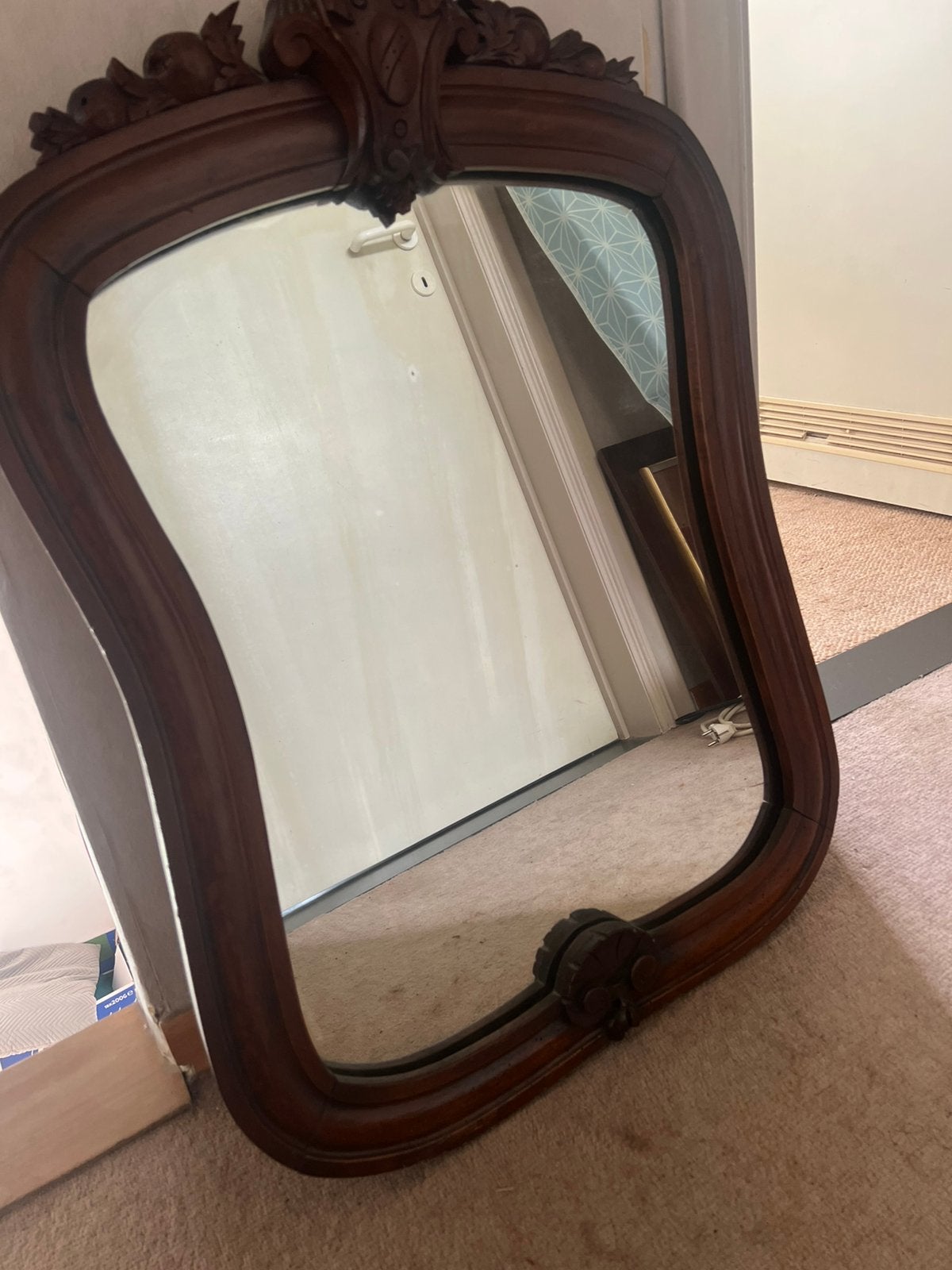 Antieke houten kuifspiegel - Louis XV / Rococo stijl, Ophalen