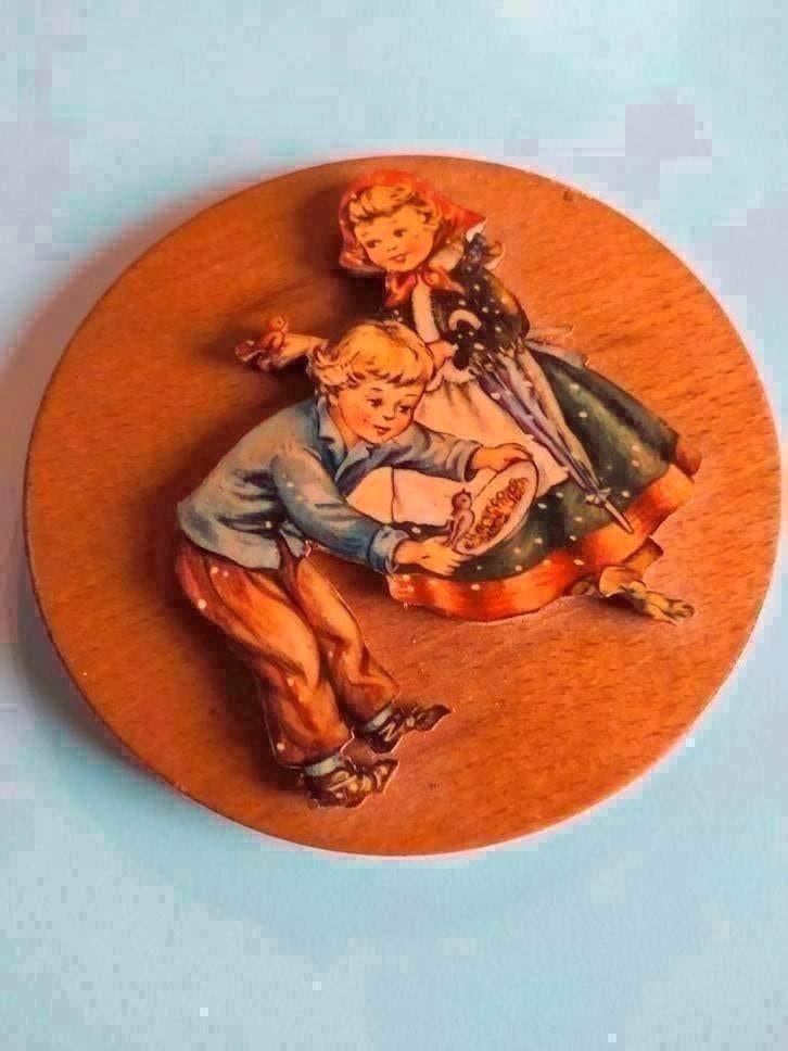 Vintage wandbordje 'spelende kinderen', Antiek en Kunst, Ophalen of Verzenden