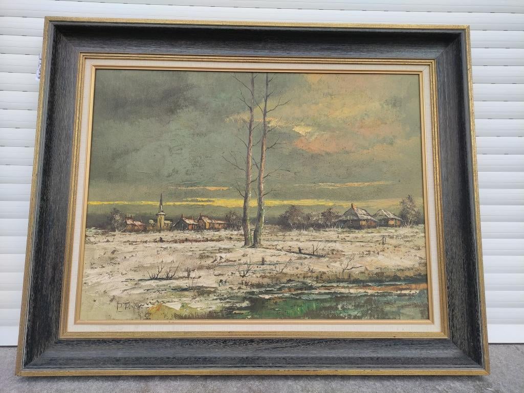 huile sur toile paysage signe theunissen, Enlèvement
