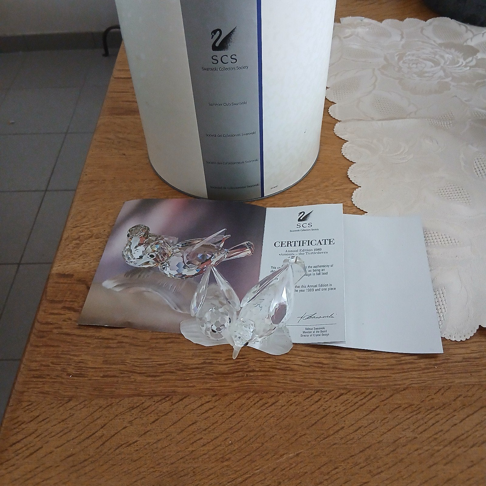 Swarovski tortelduifjes met doos en certificaat, Verzamelen, Swarovski, Ophalen of Verzenden