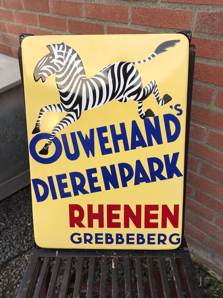 Zebra Dierenpark emaille reclamebord, Ophalen of Verzenden, Zo goed als nieuw, Reclamebord